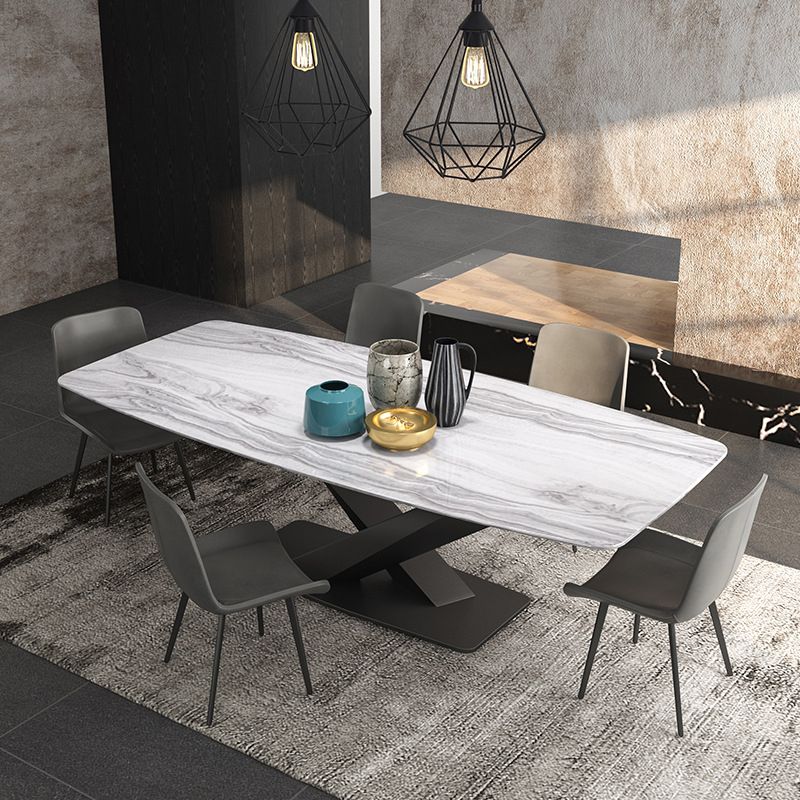 Traditional Luxury Table Metal Base Rectangle Dining Table for Home Clearhalo 'Dining Tables & Seating' 'Dining Tables' 'dining_table' 'furn' 'furn_dining_table' 'Furniture' 'Kitchen & Dining Furniture' 1200x1200_89655625-f570-439e-95fa-d63e8a4e6e4e