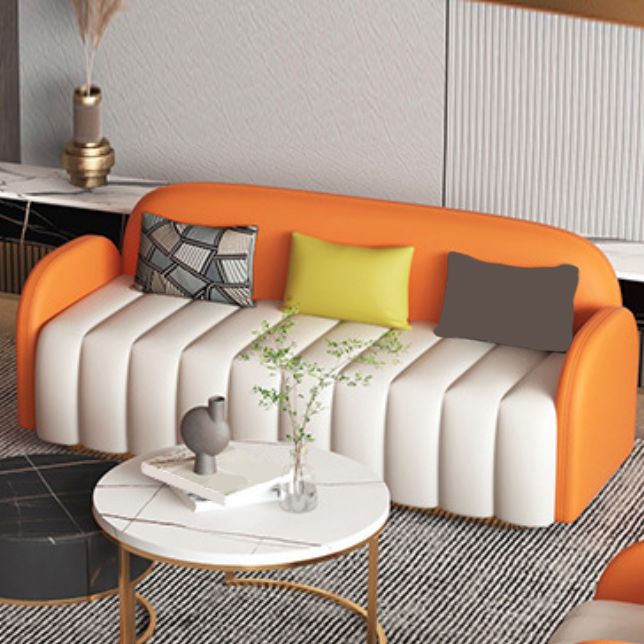 Sofá naranja contemporánea con brazo de espalda y cuadrado apretado para apartamento