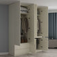 Wood Wardrobe Cabinet with Shelves Hinged Wardrobe Armoire for Home