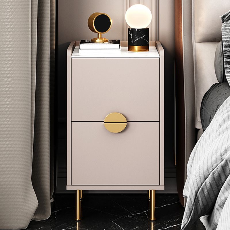 Glam Stone Top Bed Nightstand 2-Drawer Imitation Wood Legs Included Night Table Clearhalo 'Bedroom Furniture' 'furn' 'furn_night_stand' 'Furniture' 'night_stand' 'Nightstands' 1200x1200_8966d64d-5cc4-4546-90c9-623bf9e2c778