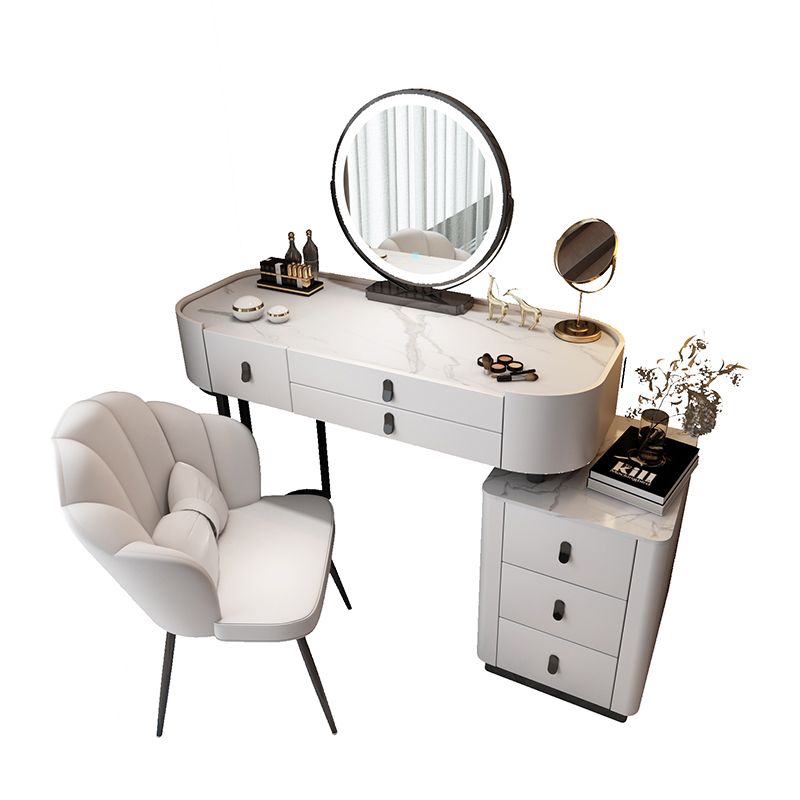 Glass/Stone Top Make-up Vanity Solid Wood Vanity Dressing Table with Storage Drawers