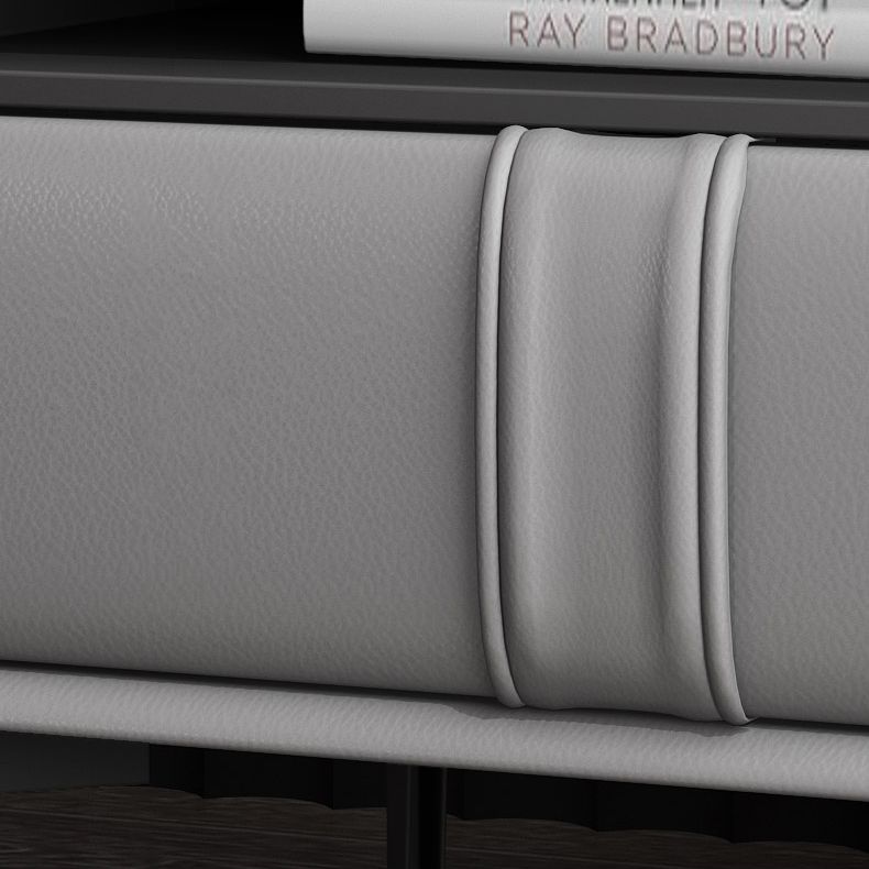 Table de nuit en cuir et en bois moderne table de chevet ouverte minimaliste avec jambes