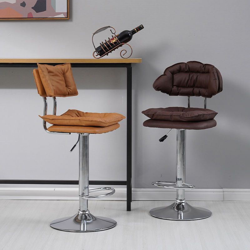 Scandinavian Metal Barstool Fabric Counter Stool with Chrome Base