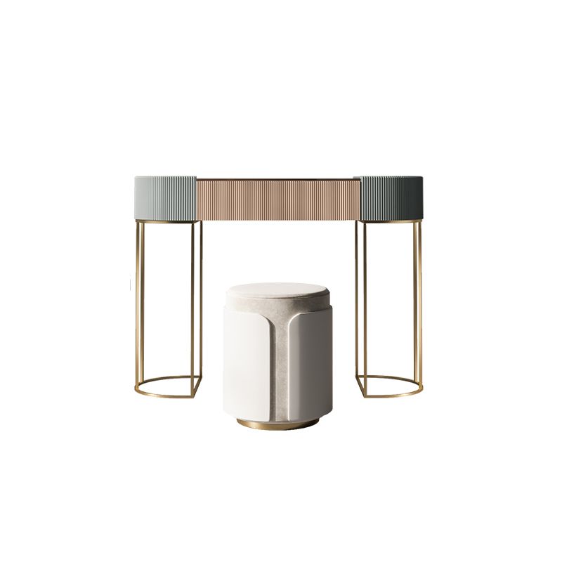 Glazen top ijdelheid tafelopslag doos ijdelheid set met make -uptafel en ontlasting