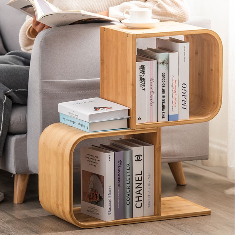 Natural Geometric Bookcase Contemporary Open Back Bamboo Shelf
