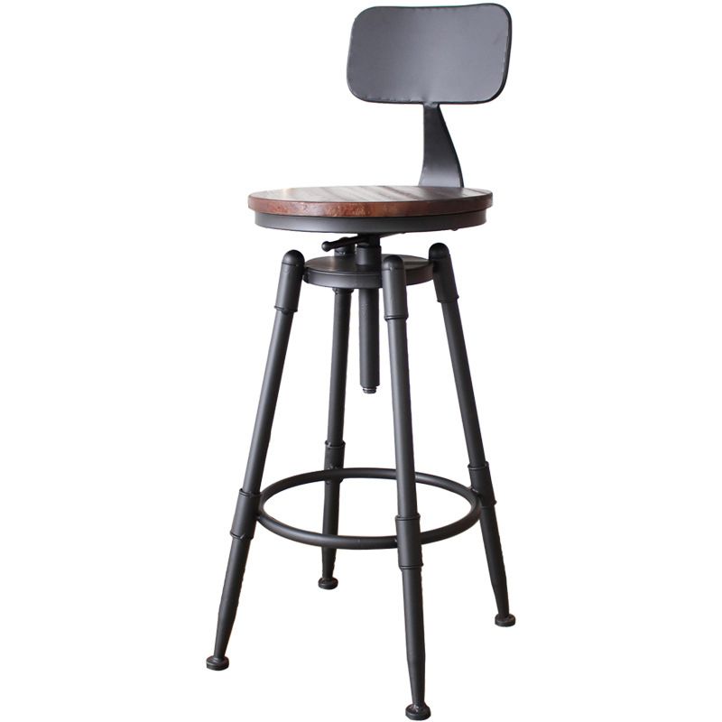Industrial Rotatable Armless Counter Stool Iron Bar Stool with Pedal Clearhalo 'Bar Furniture' 'Bar Stools' 'bar_stools' 'furn' 'furn_bar_stools' 'Furniture' 'Kitchen & Dining Furniture' 1200x1200_896fa21a-5abd-42b4-bfc4-f09b1712f790