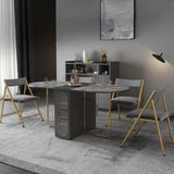 Modern Sintered Stone Dining Table Oval Drop-Leaf 59" Dining Table with Gold Frame Clearhalo ' dining_table' 'Dining Tables & Seating' 'Dining Tables' 'furn' 'furn_dining_table' 'Furniture' 'furniture_dining_table' 'Kitchen & Dining Furniture' 'kitchen&dining_furn' 'kitchen' 'kitchen_dining_table' 1200x1200_896fdb2e-4e6e-4808-a181-23cc57d64f4c
