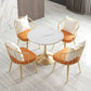 Ronde traditionele luxe eettafel Dinettetafel met wit stenen blad