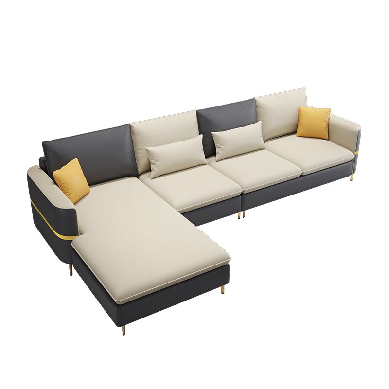 Contemporary 4-Seater Sectional with Square Arms for Living Room Clearhalo 'furn' 'furn_sectionals' 'Furniture' 'Living Room Furniture' 'Sectionals' 1200x1200_89730ac7-a5aa-4398-b5e6-e2b6d27593cd