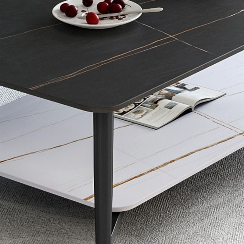 4 gambe 1 tavolino singolo tavolo da cocktail in ardesia rettangolare con scaffale