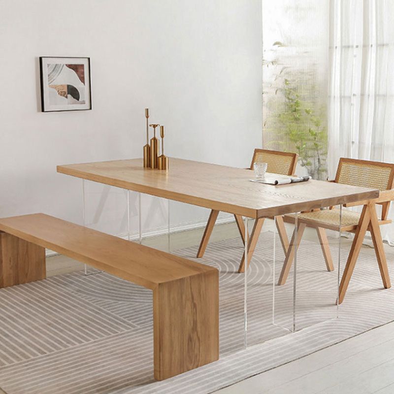 Table à manger rectangulaire en acrylique, Table moderne en bois de pin pour la cuisine