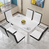 Mesa de comedor de vidrio rectangular muebles modernos en blanco negro con 4 patas en acabado mate