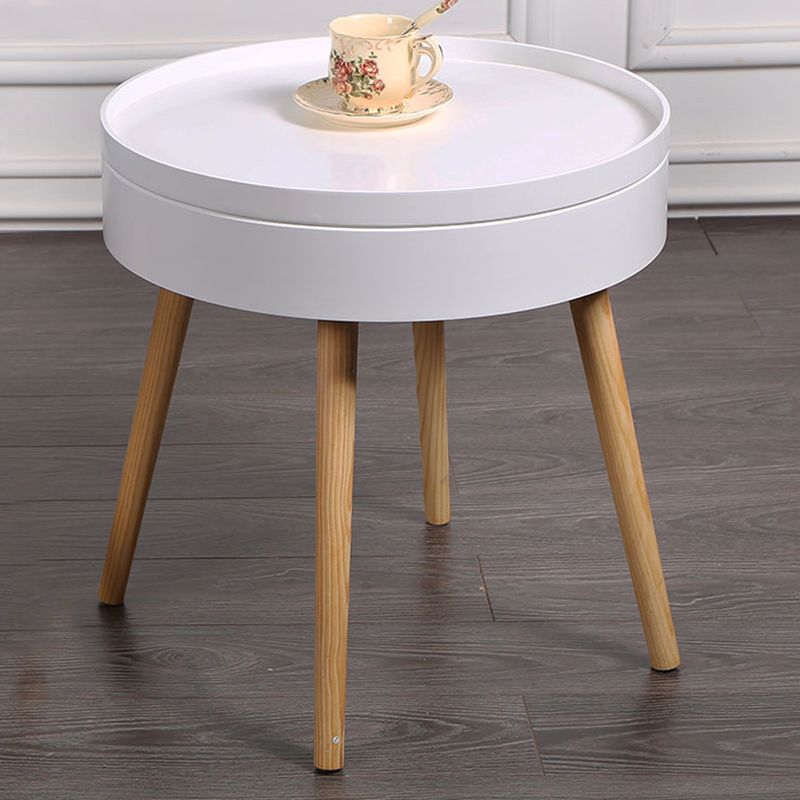 20.3" Tall Tray Top End Table 3 Legs Round Wood Accent Side Table with Storage