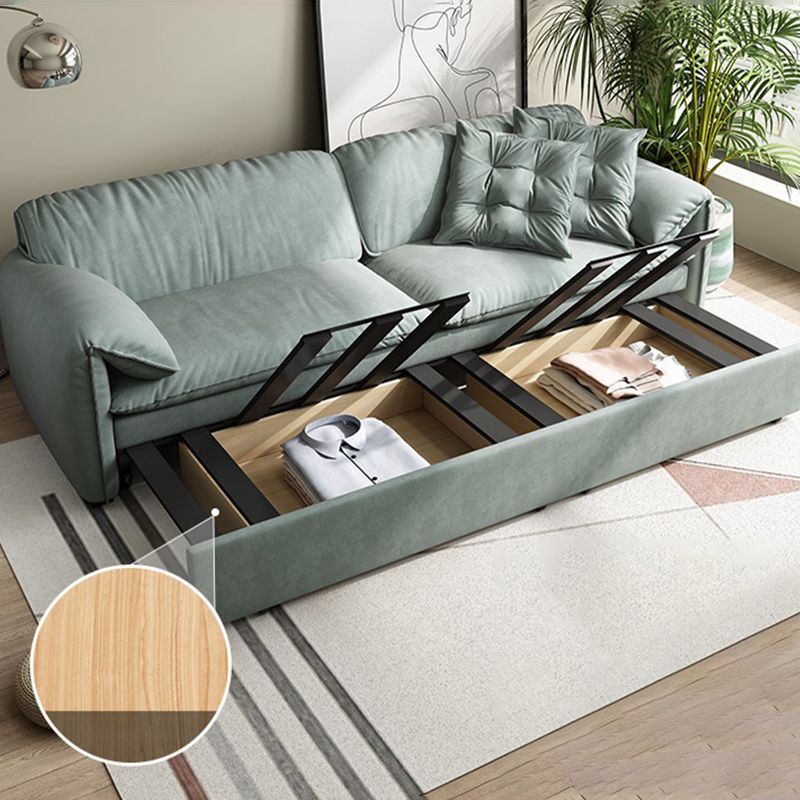 Nordic Upholstered Sleeper Sofa Pillow Top Arm Sofa Bed in Green Clearhalo 'furn' 'furn_futons' 'Furniture' 'Futons & Daybeds' 'Futons' 'Living Room Furniture' 1200x1200_8974fc58-83ca-41e1-af92-8f68e1c28da0
