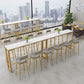 Glam Rectangle Stone Bar Table Indoor Iron Bar Table with Trestle Pedestal, Only Table Clearhalo 'Bar Furniture' 'Bar Tables' 'bar_tables' 'furn' 'furn_bar_tables' 'Furniture' 'furniture_bar_tables' 'Kitchen & Dining Furniture' 1200x1200_89759d3e-32fb-4b3b-b592-993cfb2f7d60