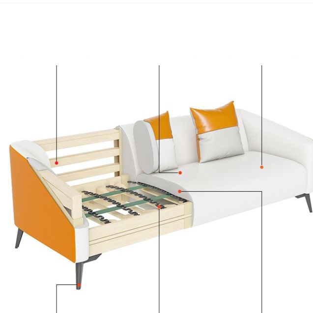 28.34" High Glam Sofa Faux Leather/Genuine Leather Tuxedo Arm Sofa