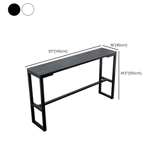 Matte afwerking Stone Top Bistro Tafel met zwart metalen frame voor thuis