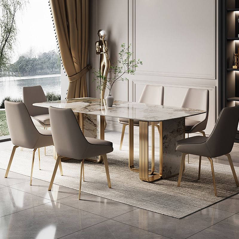 Luxury Style Sintered Stone Dining Table Double Pedestal Base Rectangle Table Clearhalo ' dining_table' 'Dining Tables & Seating' 'Dining Tables' 'furn' 'furn_dining_table' 'Furniture' 'furniture_dining_table' 'Kitchen & Dining Furniture' 'kitchen&dining_furn' 'kitchen' 'kitchen_dining_table' 1200x1200_897798bd-b67c-4329-9d6d-7a923ef95a33