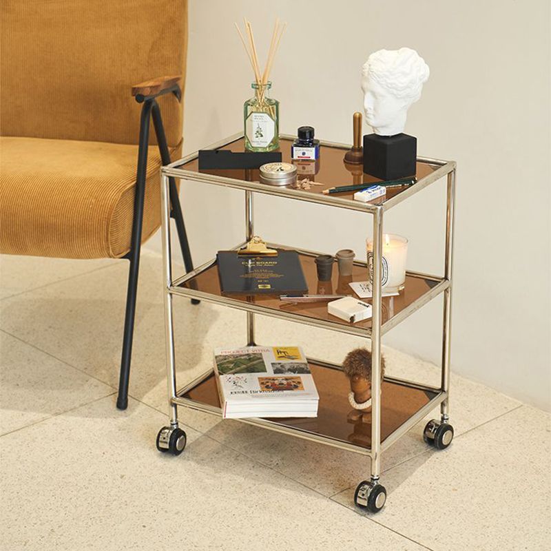 22.44" Tall 4 Legs Side Table with Shelves Modern Metal End Table Stand Clearhalo 'Coffee & Accent Tables' 'End & Side Tables' 'end_side_tables' 'furn' 'furn_end_side_tables' 'Furniture' 'Living Room Furniture' 1200x1200_8979e306-b7f7-49ee-823b-d6d1c42487fa