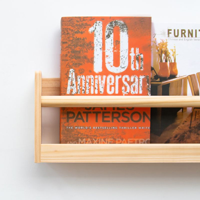 Contemporary Wall Mounted Bookshelf Solid Wood Bookcase for Office