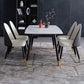 Contemporary Dining Set 1/2/5/7 Pcs White Stone Top Table with Faux Leather Chairs Clearhalo 'Dining Room Sets' 'Dining Tables & Seating' 'dining_room_set' 'furn' 'furn_dining_room_set' 'Furniture' 'Kitchen & Dining Furniture' 1200x1200_897ba895-220e-4670-82e6-02260aa5c60c