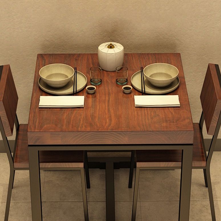 Solid Wood Industrial Dining Table Brown Square Table with Trestle Base for Dinning Room Clearhalo ' dining_table' 'Dining Tables & Seating' 'Dining Tables' 'furn' 'furn_dining_table' 'Furniture' 'furniture_dining_table' 'Kitchen & Dining Furniture' 'kitchen&dining_furn' 'kitchen' 'kitchen_dining_table' 1200x1200_897c3f30-7aa1-4567-a356-86c943446fef