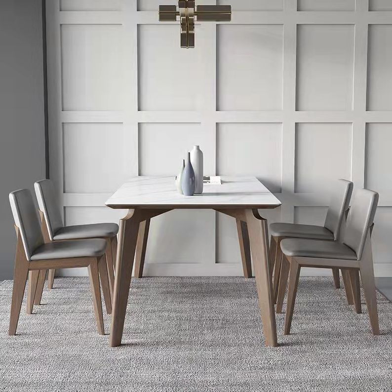 Witte rechthoek eettafel ingesteld 1/4/5 stuks houten dinette ingesteld voor thuis