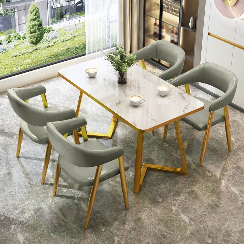 Glam 1/2/5 Pieces Dining Set Stone Geometry Wood Dining Table for Dining Room Clearhalo 'Dining Room Sets' 'Dining Tables & Seating' 'dining_room_set' 'furn' 'furn_dining_room_set' 'Furniture' 'furniture_dining_room_set' 'Kitchen & Dining Furniture' 'kitchen&dining_furn' 'kitchen' 1200x1200_897ddcfa-f613-4192-9885-c9604c205a5c