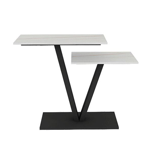 Tavolo da divano di divano console in pietra contemporanea tavolo da rettangolo con scaffale per la sala