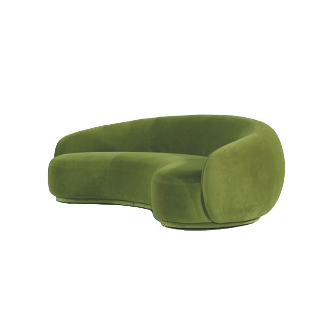 Green Contemporary Sofa with Sloped Arm for Living Room Curved Sofa
