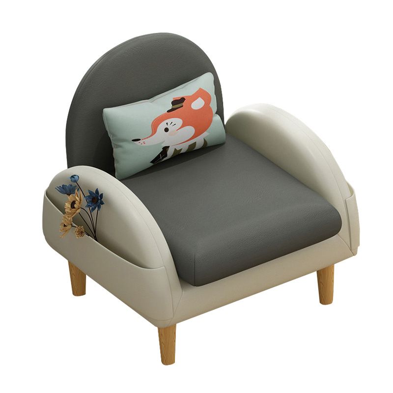 Faux Leather Arm Chair Pillow Back Accent Chair, 23.62" W √ó 25.59" L √ó 25.59" H Clearhalo 'Accent Chairs' 'accent_chairs' 'Chairs & Seating' 'furn' 'furn_accent_chairs' 'Furniture' 'Living Room Furniture' 1200x1200_897fc0fd-50ee-4842-a397-d750a1e223ea