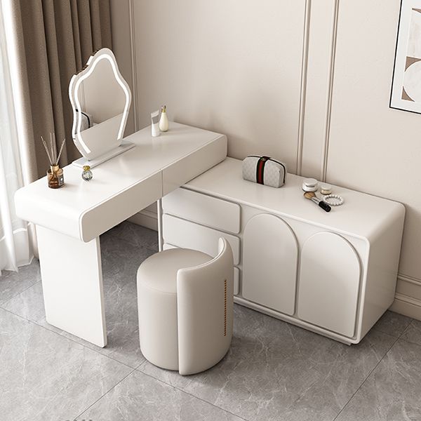 Lighted Mirror Wood White Modern Vanity Dressing Table with Drawers Clearhalo 'Bedroom Furniture' 'furn' 'furn_makeup_vanities' 'Furniture' 'Makeup Vanities' 'makeup_vanities' 1200x1200_89811ae2-b5e9-49bd-9457-e3d8d970dfdd