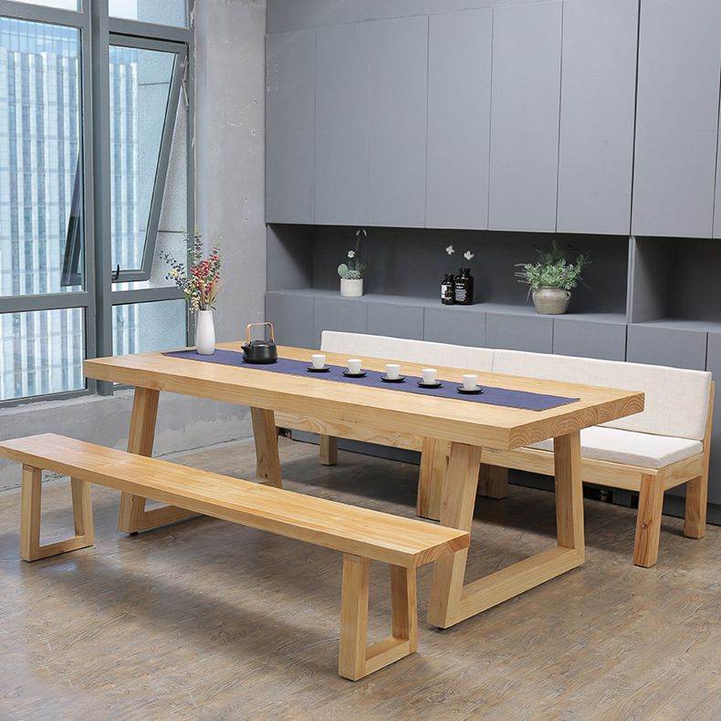 Modern Pine Solid Wood Table Rectangle Dining Table with Double Pedestal Base Clearhalo ' dining_table' 'Dining Tables & Seating' 'Dining Tables' 'furn' 'furn_dining_table' 'Furniture' 'furniture_dining_table' 'Kitchen & Dining Furniture' 'kitchen&dining_furn' 'kitchen' 'kitchen_dining_table' 1200x1200_8982909c-4302-4532-a136-18df13d59264