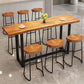 Rectangle Solid Wood Bar Table Black Legs and Metal Base Bar Table