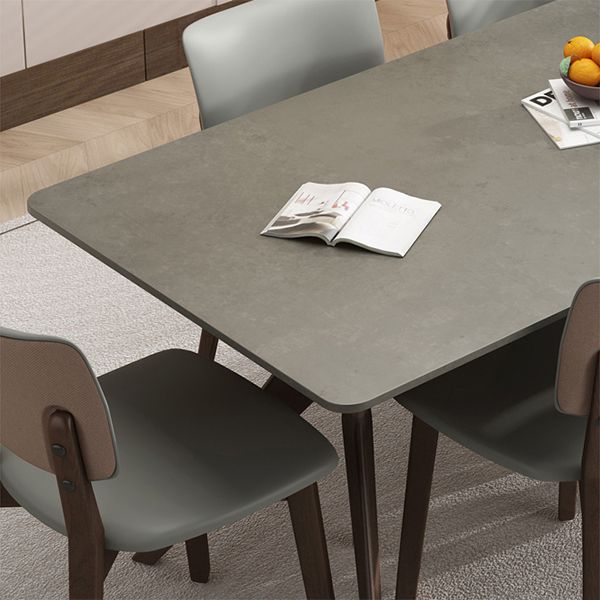 Contemporary Sintered Stone Top Wooden Base Dining Table with Chairs