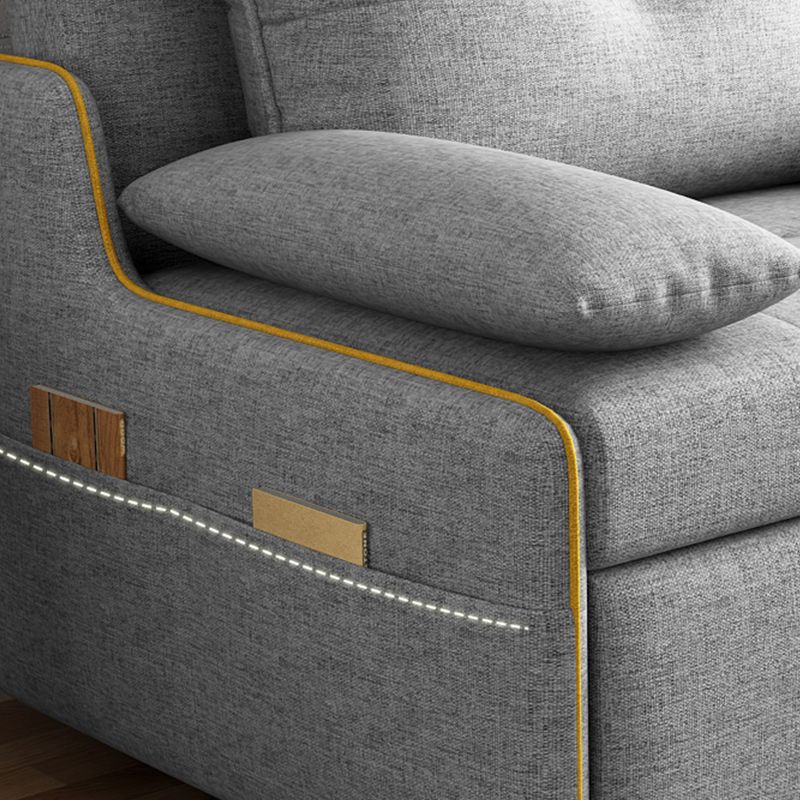 STOCK FUTON in futon e materasso in tessuto moderno grigio con cuscini