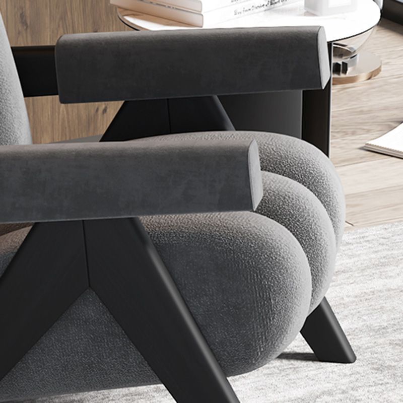 Wood Frame Accent ArmChair Sewn Pillow Back Sled Chair in Gray Clearhalo 'Accent Chairs' 'accent_chairs' 'Chairs & Seating' 'furn' 'furn_accent_chairs' 'Furniture' 'Living Room Furniture' 1200x1200_8985e93a-6a69-4b91-b190-b03ca183b403