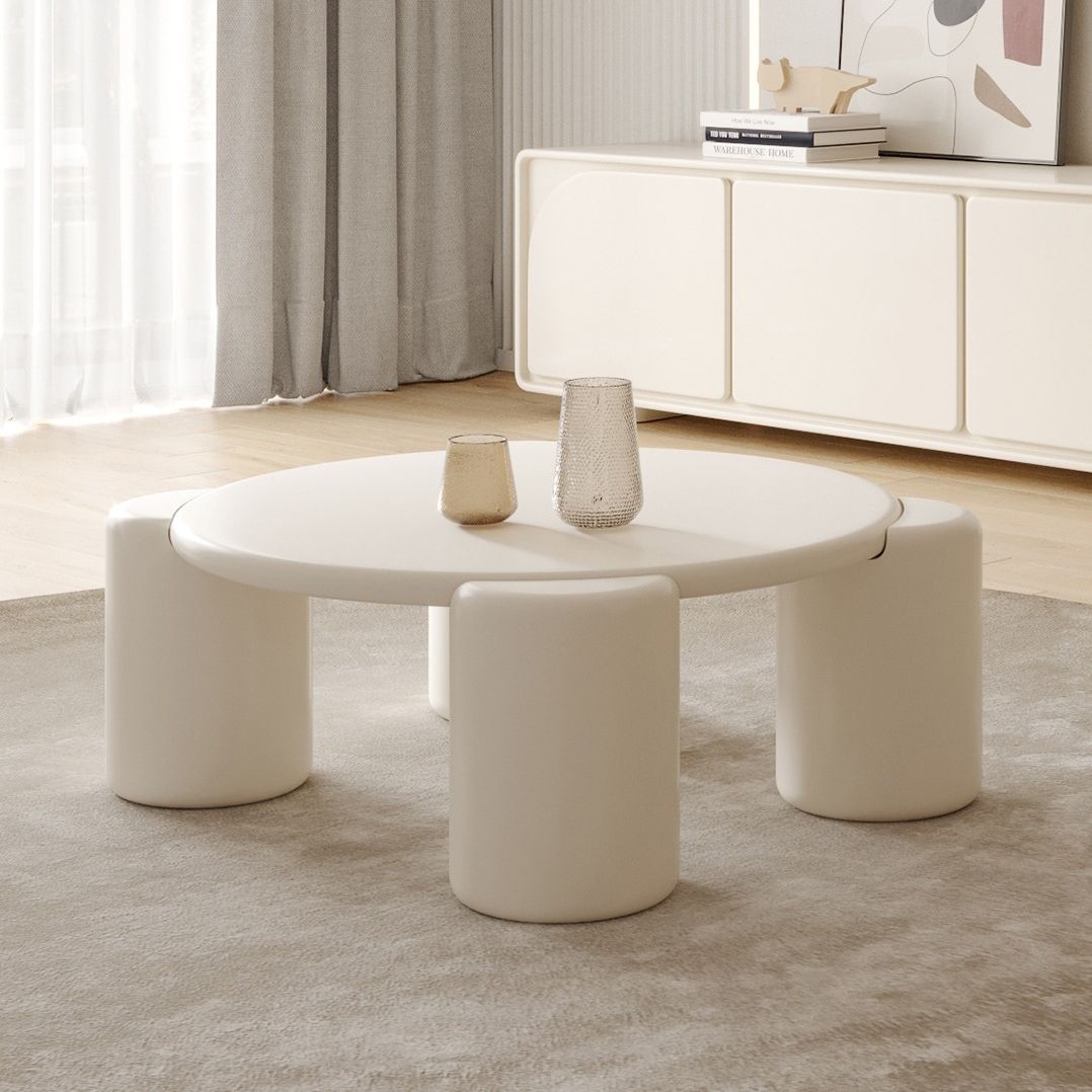 Round 4 Legs Cocktail Table Engineered Wood Coffee Table in White Clearhalo 'Coffee & Accent Tables' 'Coffee Tables' 'coffee_tables' 'furn' 'furn_coffee_tables' 'Furniture' 'Living Room Furniture' 1200x1200_8988d208-807e-44ea-8630-4cd6b5354bd1
