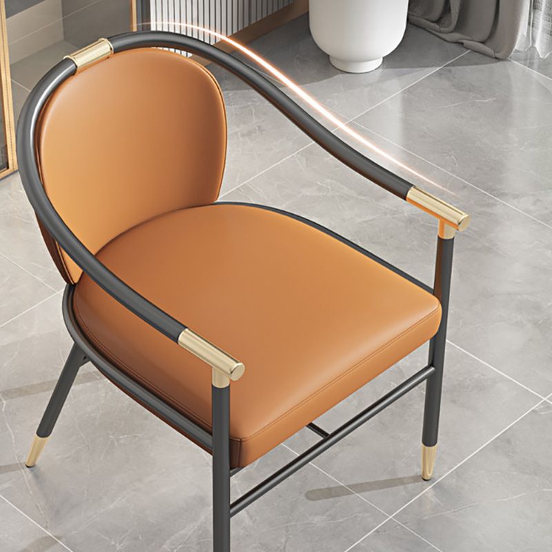 Contemporary Metal Dining Room Chair Arm Upholstered Side Chairs for Home Use Clearhalo 'Dining Chairs' 'Dining Tables & Seating' 'dining_chair' 'furn' 'furn_dining_chair' 'Furniture' 'Kitchen & Dining Furniture' 1200x1200_898b12fa-65cb-4653-a16e-c3671ace7017