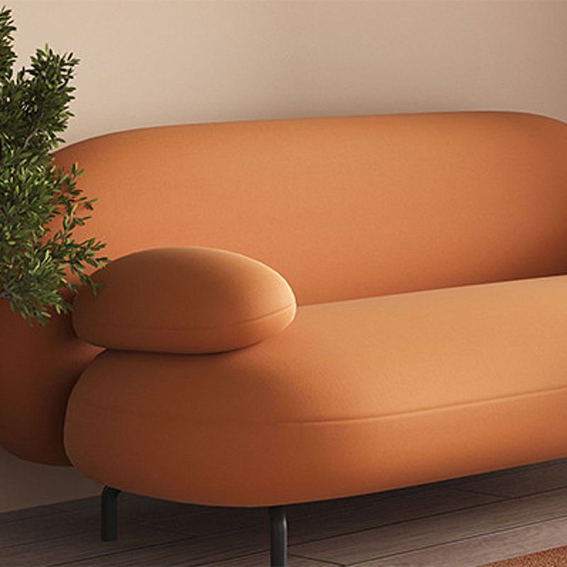 Contemporary 29.52" H Orange Faux Leather Pillow Top Arm Sofa