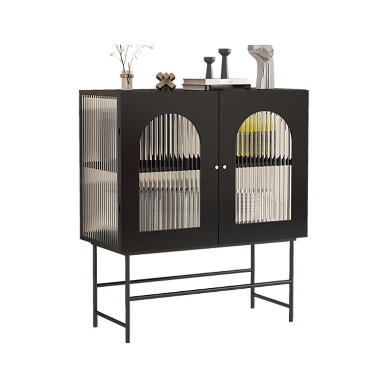 Modern Iron Sideboard Glass Doors Cabinets Dining Server with Light for Living Room Clearhalo 'buffet_sideboard' 'Buffets & Sideboards' 'furn' 'furn_buffet_sideboard' 'Furniture' 'Kitchen & Dining Furniture' 1200x1200_898e7033-58e6-4b56-a754-7c70f67ea9e7