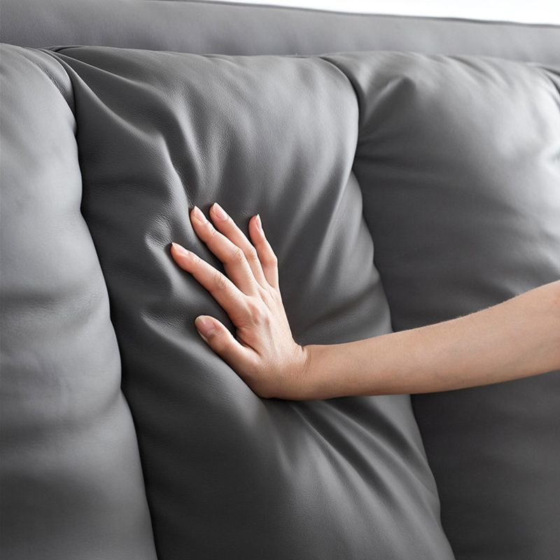 Letto a pannello in legno massiccio con testiera imbottita grigio letto