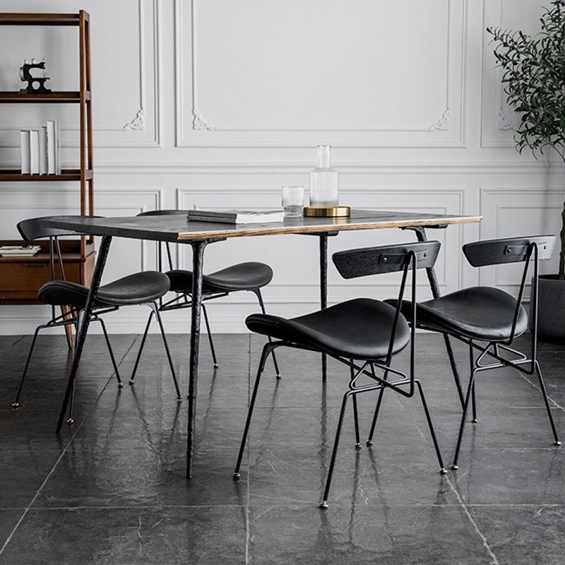 Industrial Style Leather Dining Armless Chairs Open Back Dining Side Chair Clearhalo ' kitchen&dining_furn' 'Dining Chairs' 'Dining Tables & Seating' 'dining_chair' 'furn' 'furn_dining_chair' 'Furniture' 'furniture_dining_chair' 'Kitchen & Dining Furniture' 'kitchen' 1200x1200_89903d29-1f11-4ce5-ad2e-850b6af4e325