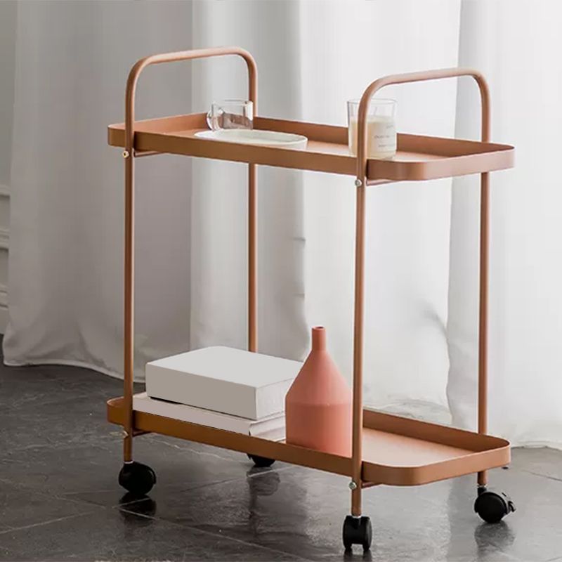 Mesa lateral de mediados de siglo con estantes de metal bandeja geométrica mesa de esquina superior