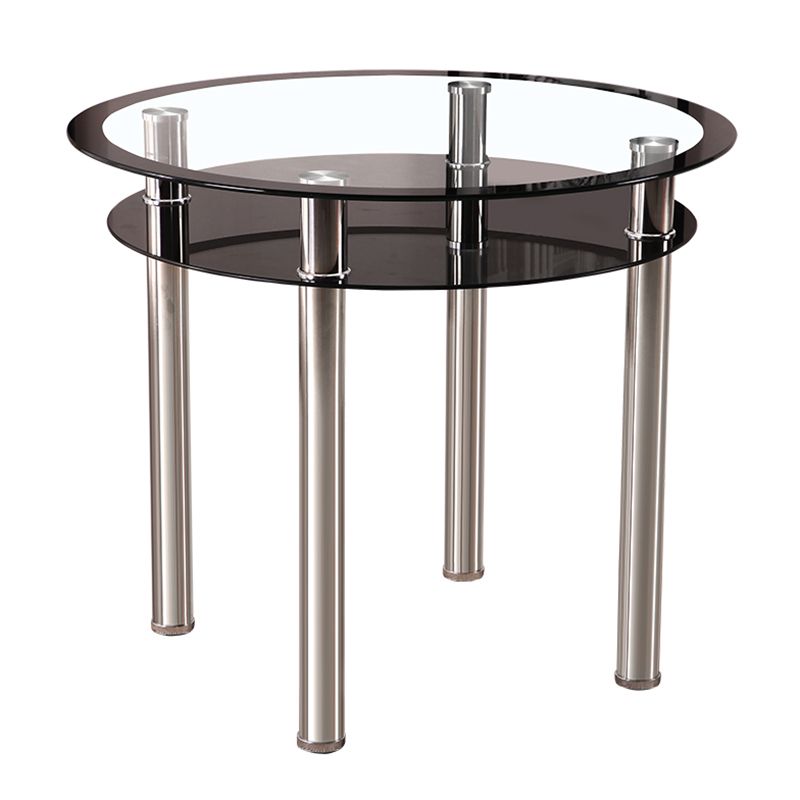 Contemporary 35.4" Round Dining Table Clear Tempered Glass Table with 4 Legs Clearhalo ' dining_table' 'Dining Tables & Seating' 'Dining Tables' 'furn' 'furn_dining_table' 'Furniture' 'furniture_dining_table' 'Kitchen & Dining Furniture' 'kitchen&dining_furn' 'kitchen' 'kitchen_dining_table' 1200x1200_89910636-0eb3-4cdd-a12e-aa38a937c644