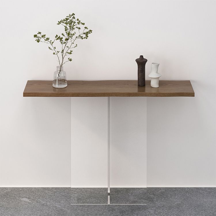 Solid Wood Rectangle Accent Table 31.5-inch Tall End Table with Acrylic Leg Clearhalo 'Console Tables' 'console_tables' 'Entry & Mudroom Furniture' 'furn' 'furn_console_tables' 'Furniture' 1200x1200_89915f7f-85bd-4126-bd1a-f3fb5cb1b4ea