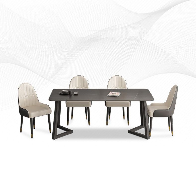 Rectangle Sintered Stone Table for Restaurant Industrial Dining Table with Double Pedestal Clearhalo 'Dining Tables & Seating' 'Dining Tables' 'dining_table' 'furn' 'furn_dining_table' 'Furniture' 'furniture_dining_table' 'Kitchen & Dining Furniture' 'kitchen' 'kitchen_dining_table' 1200x1200_899258b2-4af5-4610-a515-e4615ef03e37