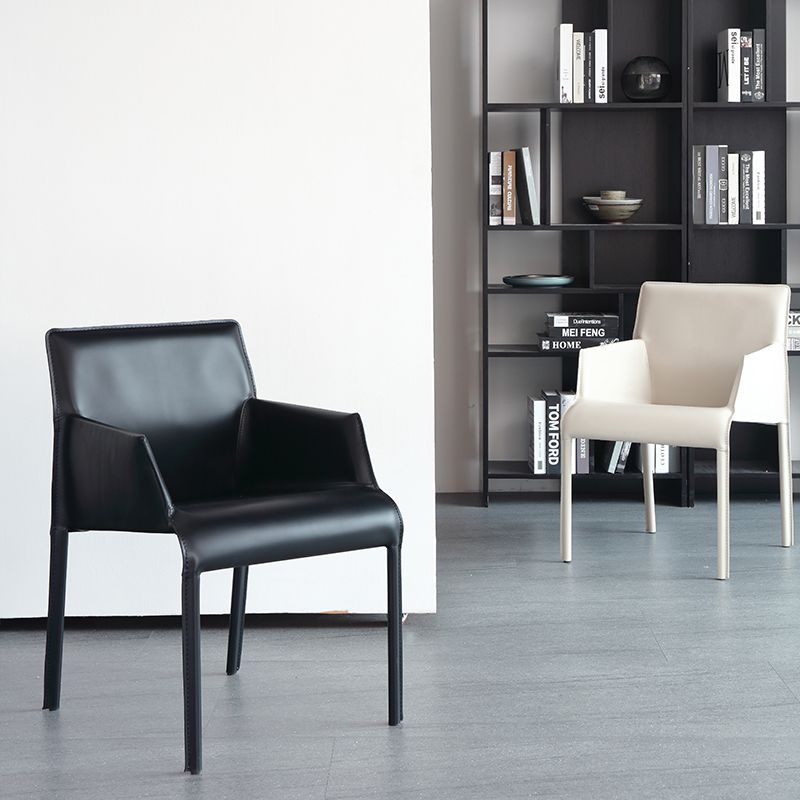 Faux Leather Modern Dining Room Chair Matte Finish Solid Back Dining Arm Chair Clearhalo ' kitchen&dining_furn' 'Dining Chairs' 'Dining Tables & Seating' 'dining_chair' 'furn' 'furn_dining_chair' 'Furniture' 'furniture_dining_chair' 'Kitchen & Dining Furniture' 'kitchen' 1200x1200_8993014f-7d6d-459c-bf33-7eb28716ef0b