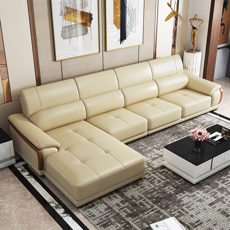 141,73 "a forma di L larga a L vera cuscino in pelle vera braccio sezionale