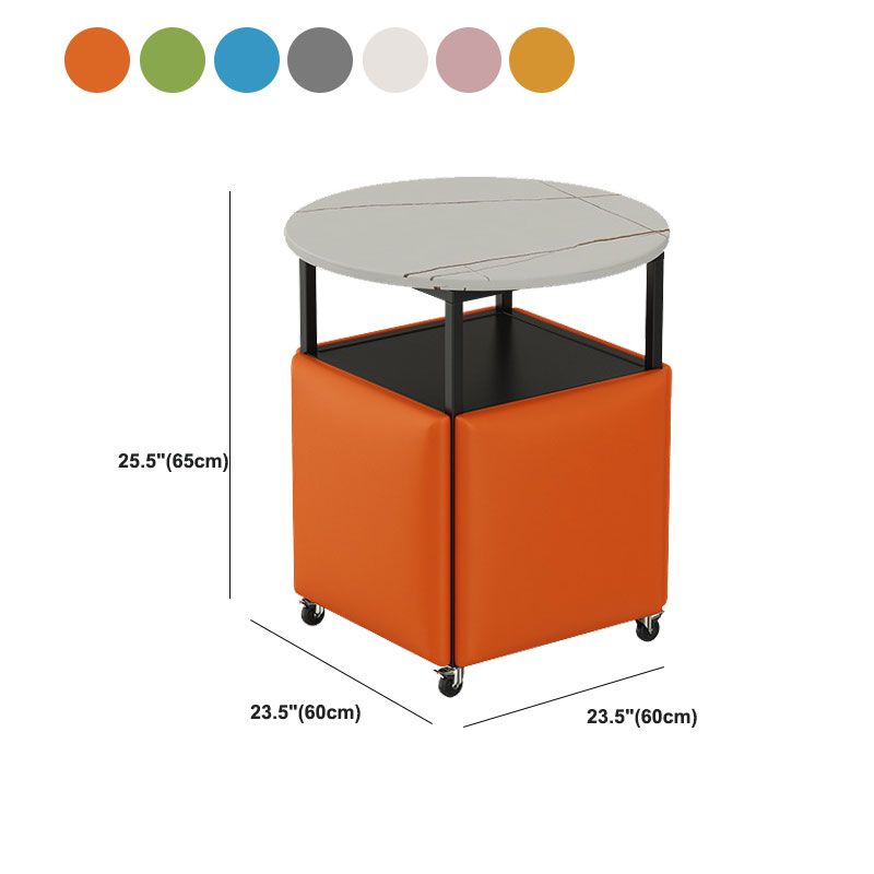 25.6" Tall Contemporary Style Side End Table Round Sofa Side Accent Table